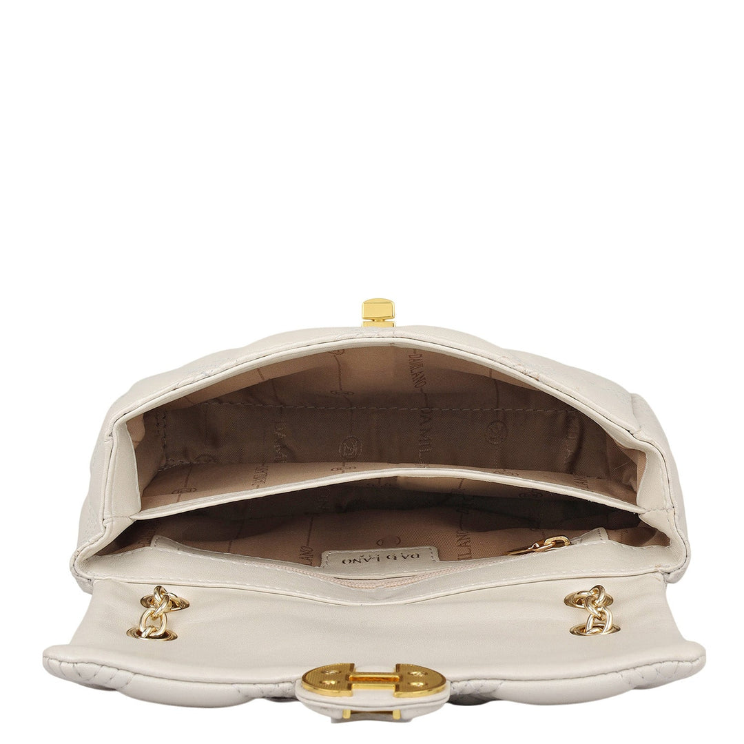 Small Quilting Leather Shoulder Bag - Snow