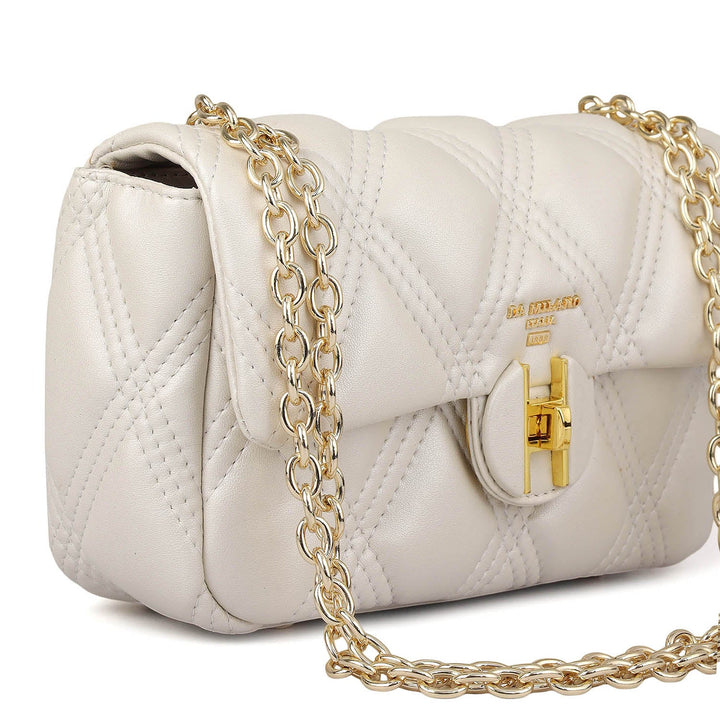Small Quilting Leather Shoulder Bag - Snow