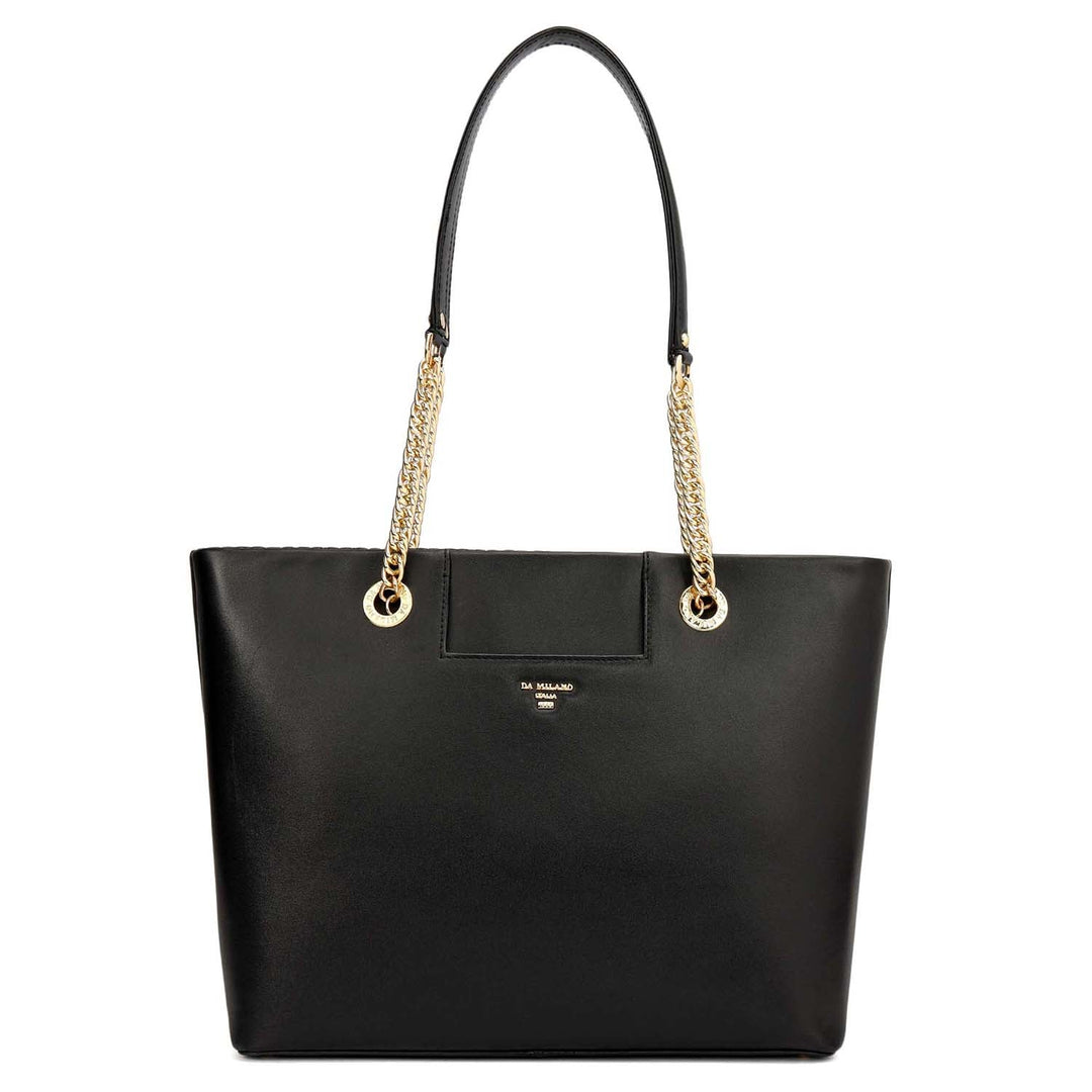 Medium Quilting Plain Leather Tote - Black