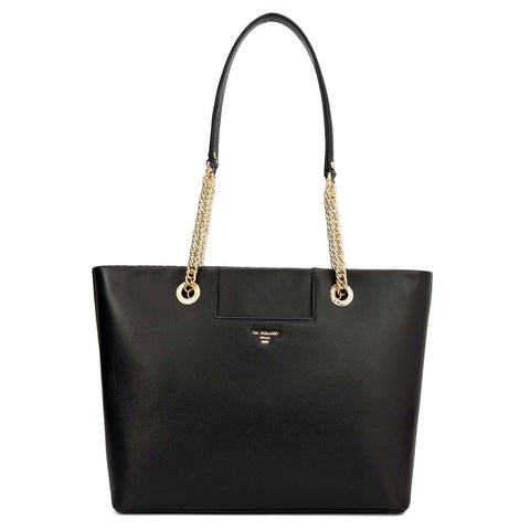 Medium Quilting Plain Leather Tote - Black