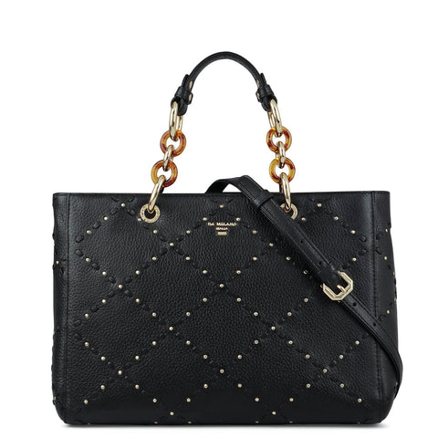 Serena Wax Leather Satchel - Black