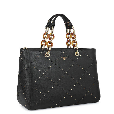 Serena Wax Leather Satchel - Black