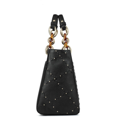 Serena Wax Leather Satchel - Black