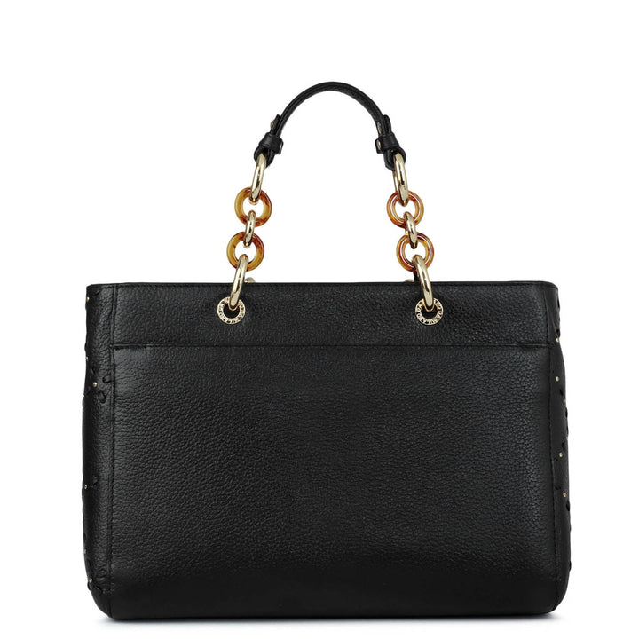 Serena Wax Leather Satchel - Black