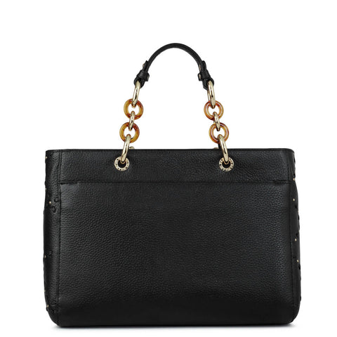 Serena Wax Leather Satchel - Black