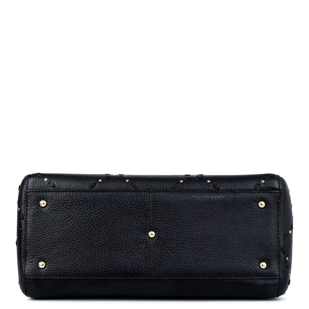 Serena Wax Leather Satchel - Black