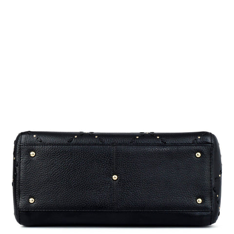 Serena Wax Leather Satchel - Black