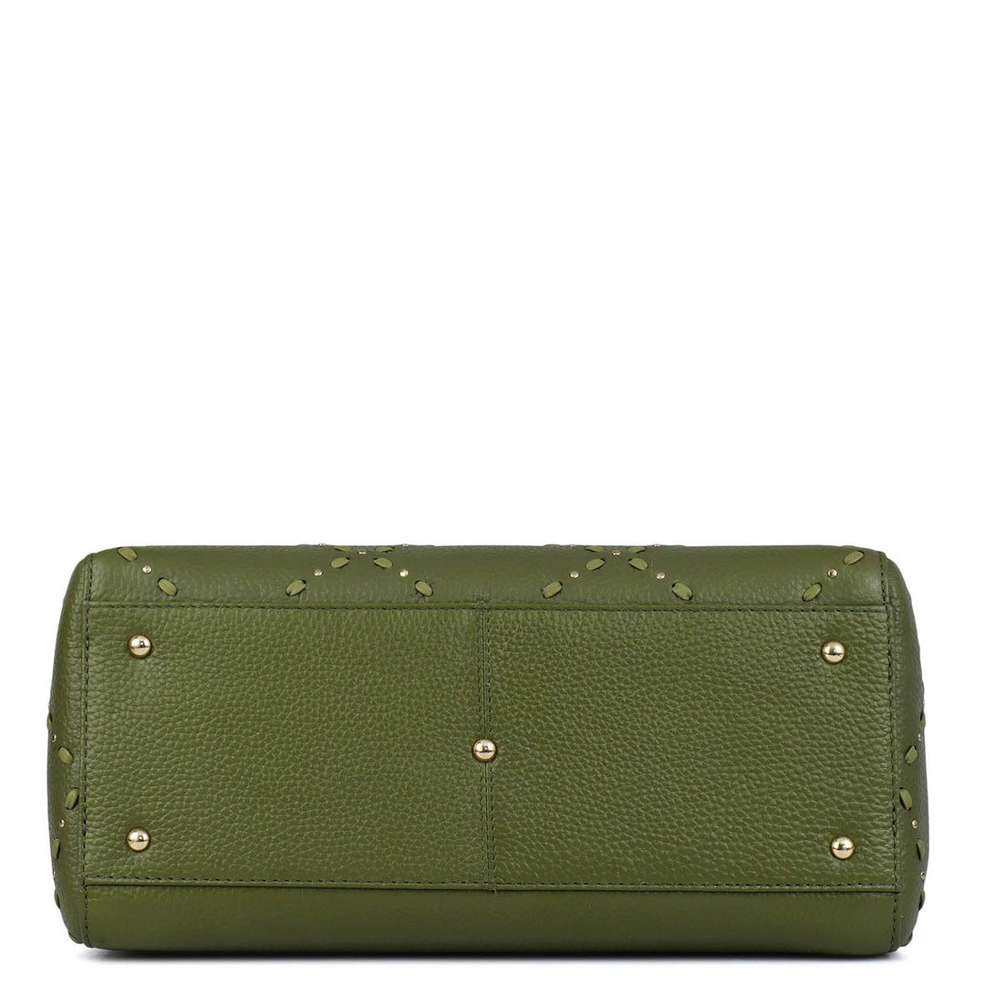 Serena Wax Leather Satchel - Fern