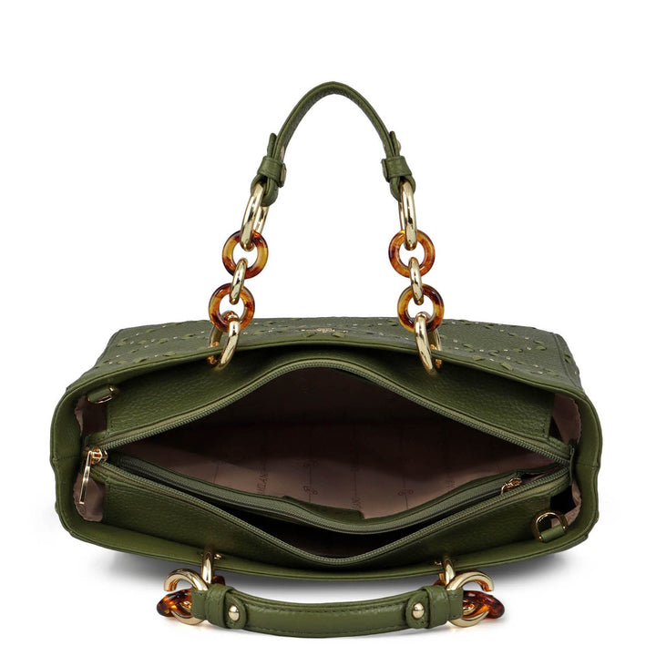 Serena Wax Leather Satchel - Fern