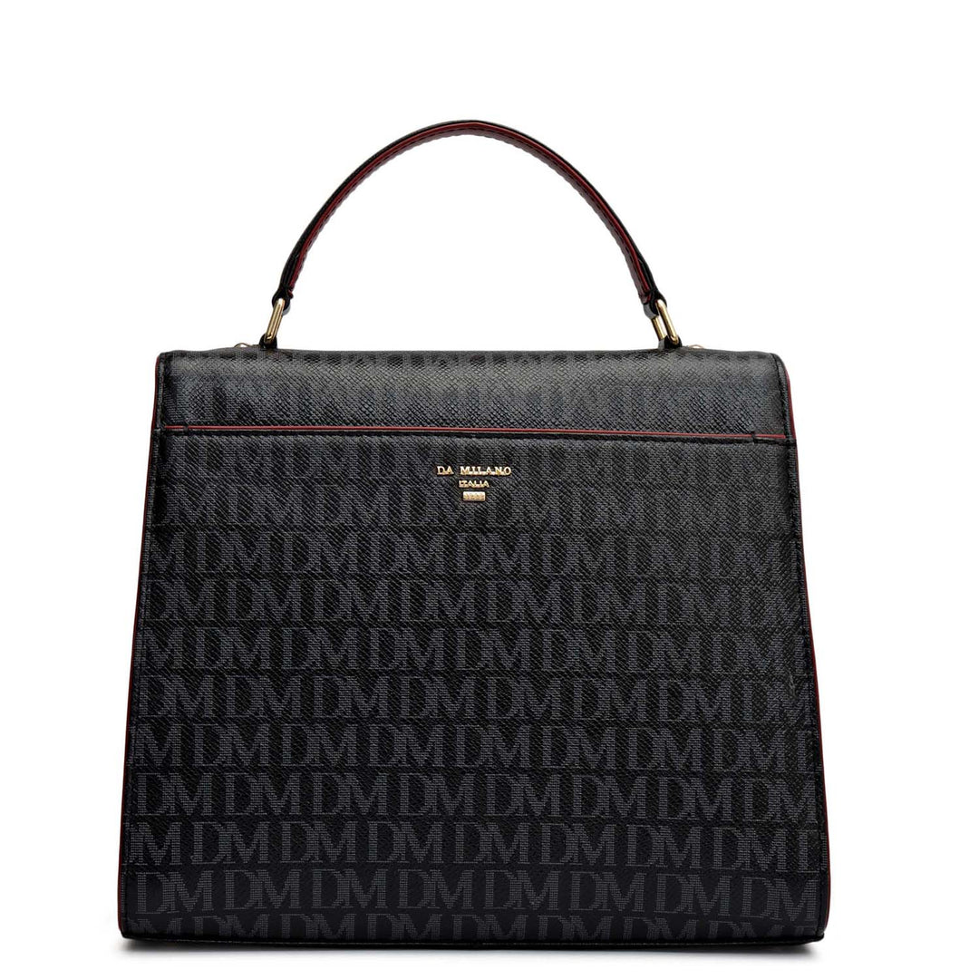 Small Monogram Leather Satchel - Black