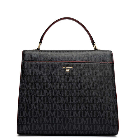 Small Monogram Leather Satchel - Black