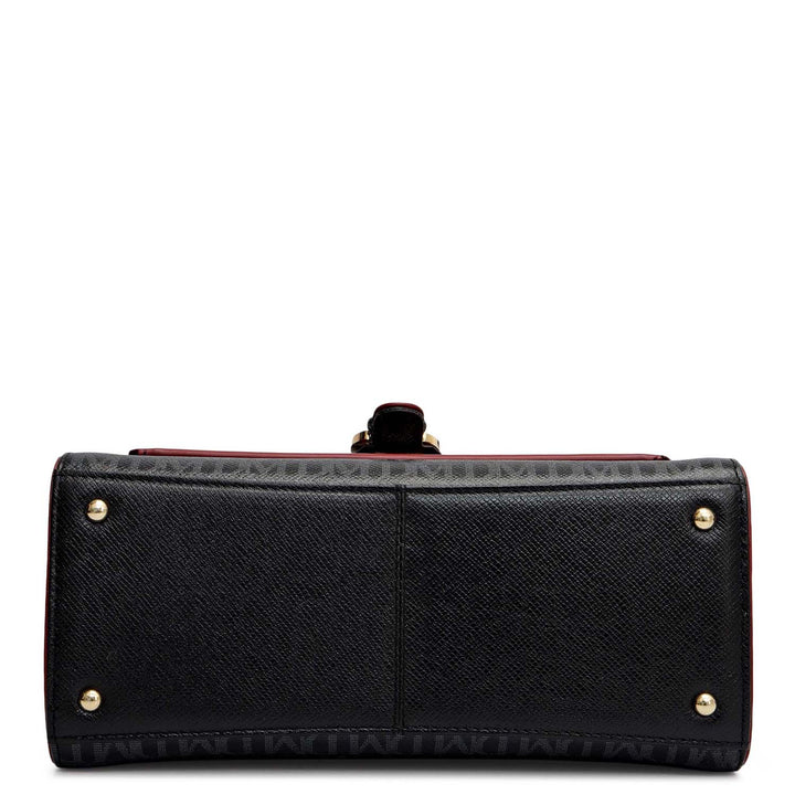 Small Monogram Leather Satchel - Black