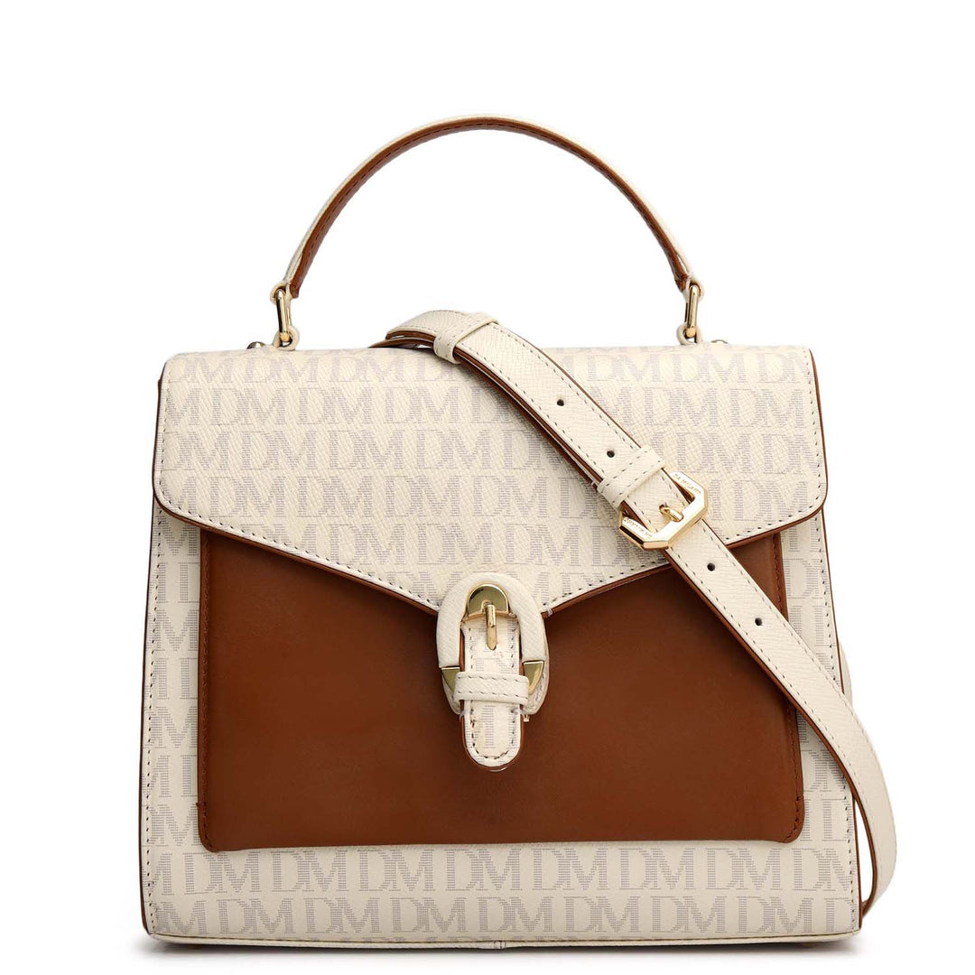 Small Monogram Leather Satchel - Marshmallow