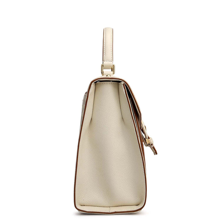 Small Monogram Leather Satchel - Marshmallow