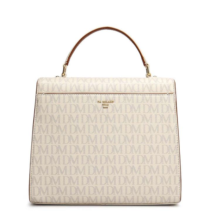 Small Monogram Leather Satchel - Marshmallow