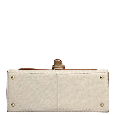 Small Monogram Leather Satchel - Marshmallow