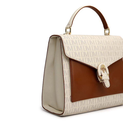Small Monogram Leather Satchel - Marshmallow