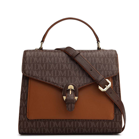 Small Monogram Leather Satchel - Walnut