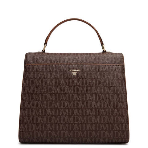 Small Monogram Leather Satchel - Walnut