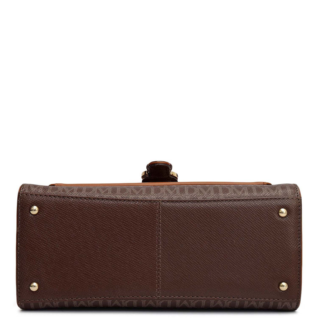 Small Monogram Leather Satchel - Walnut