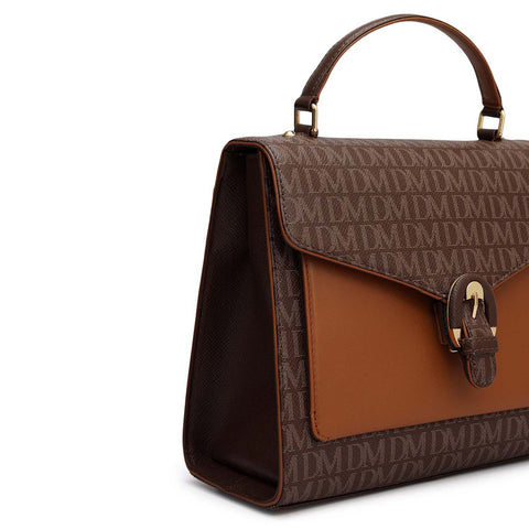 Small Monogram Leather Satchel - Walnut