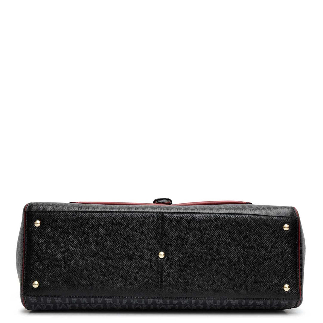 Medium Monogram Leather Satchel - Black