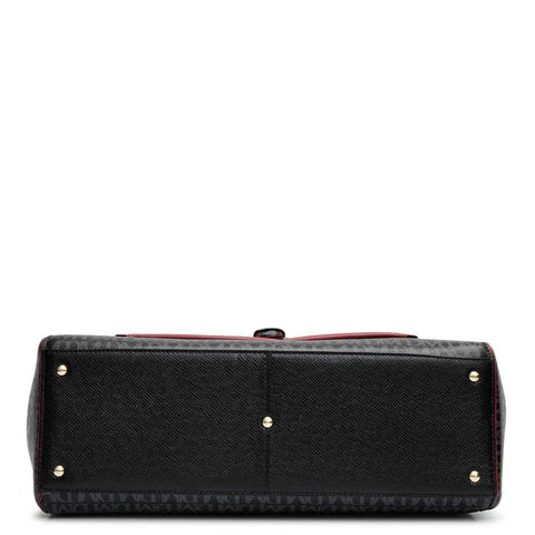 Medium Monogram Leather Satchel - Black