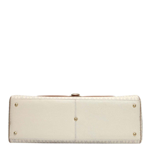 Medium Monogram Leather Satchel - Marshmallow