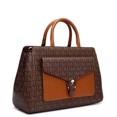 Medium Monogram Leather Satchel - Walnut