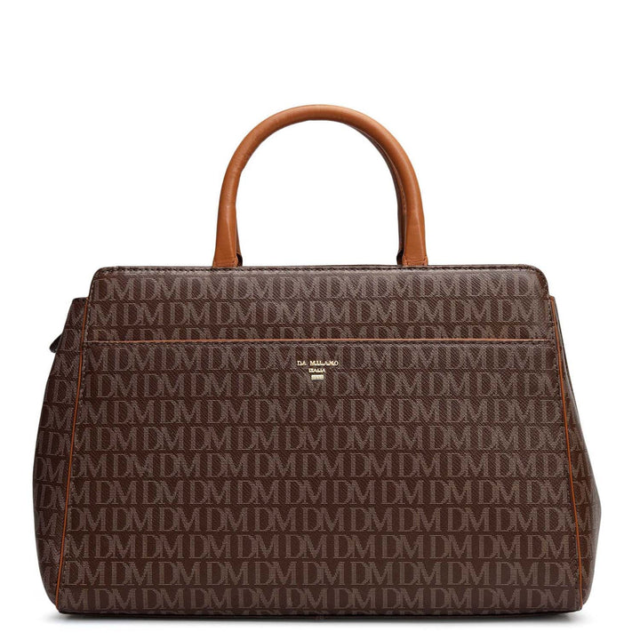 Medium Monogram Leather Satchel - Walnut
