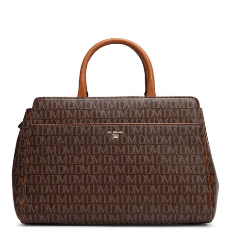 Medium Monogram Leather Satchel - Walnut