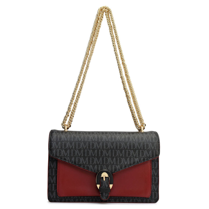 Small Monogram Plain Leather Shoulder Bag - Black