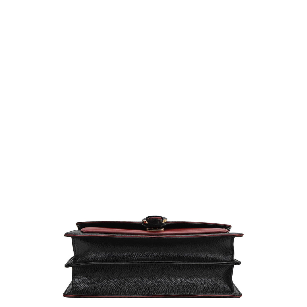 Small Monogram Plain Leather Shoulder Bag - Black