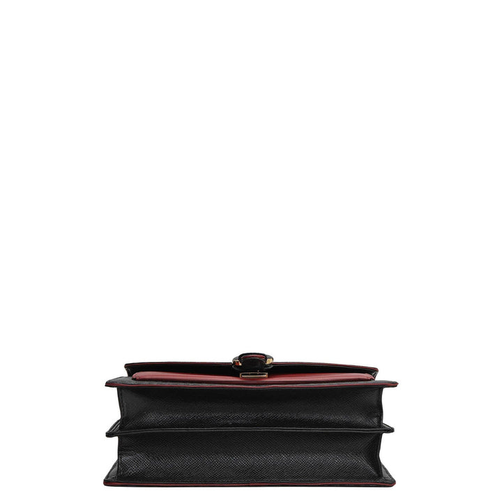 Small Monogram Plain Leather Shoulder Bag - Black