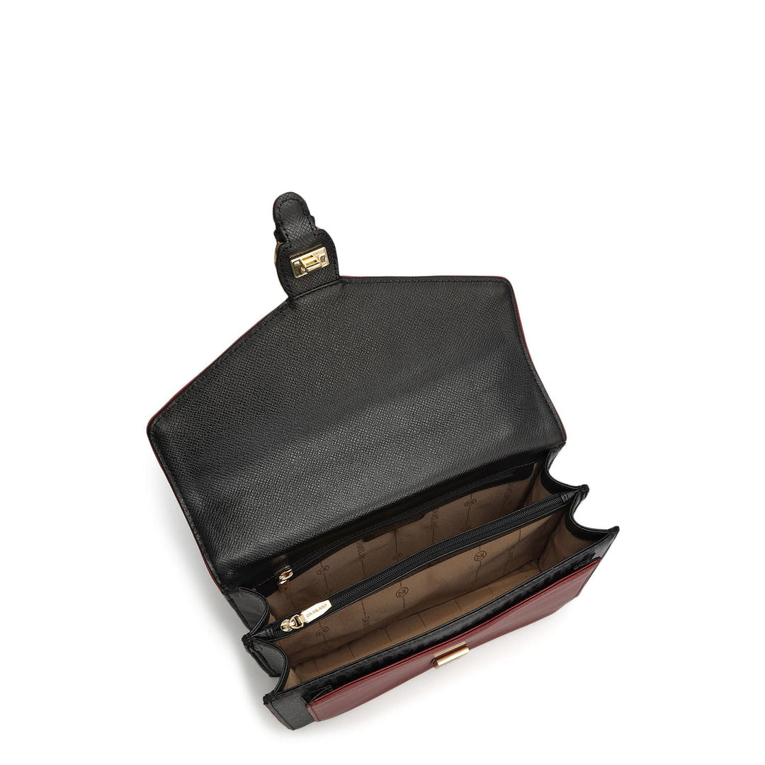 Small Monogram Plain Leather Shoulder Bag - Black