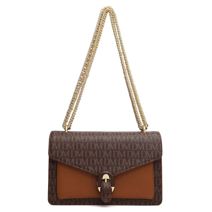 Small Monogram Plain Leather Shoulder Bag - Walnut