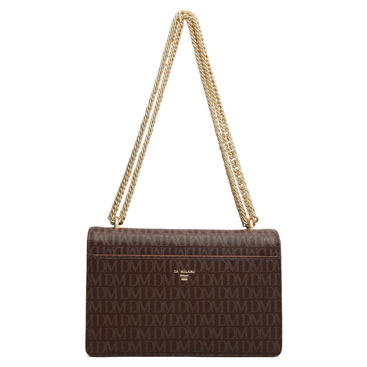 Small Monogram Plain Leather Shoulder Bag - Walnut