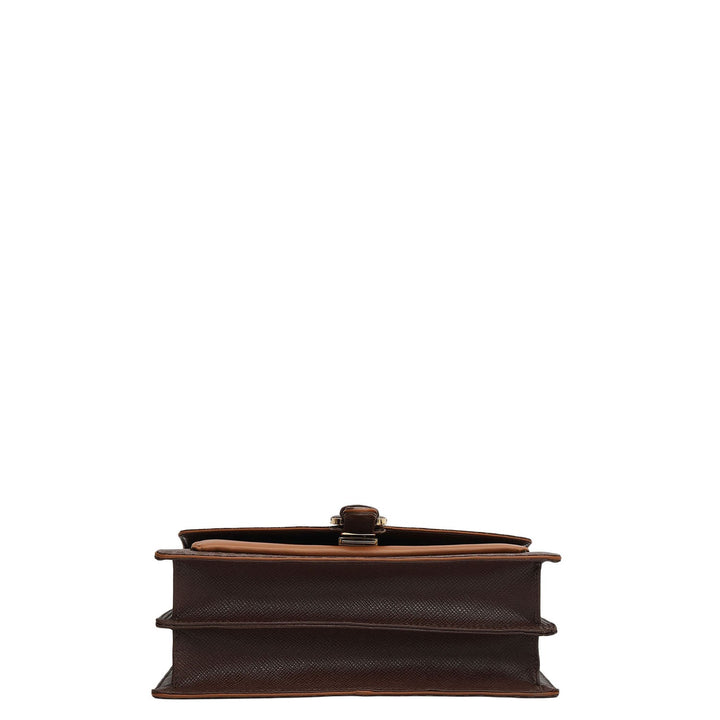 Small Monogram Plain Leather Shoulder Bag - Walnut