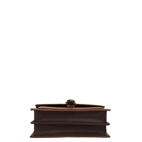 Small Monogram Plain Leather Shoulder Bag - Walnut