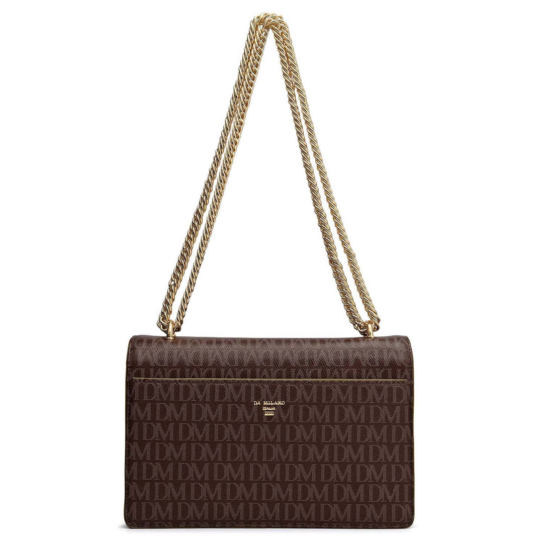 Small Monogram Plain Leather Shoulder Bag - Walnut & Lime