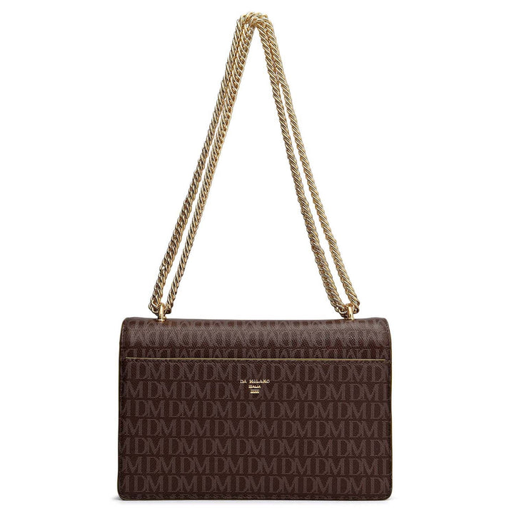 Small Monogram Plain Leather Shoulder Bag - Walnut & Lime