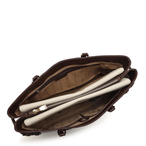 Medium Croco Leather Tote - Walnut