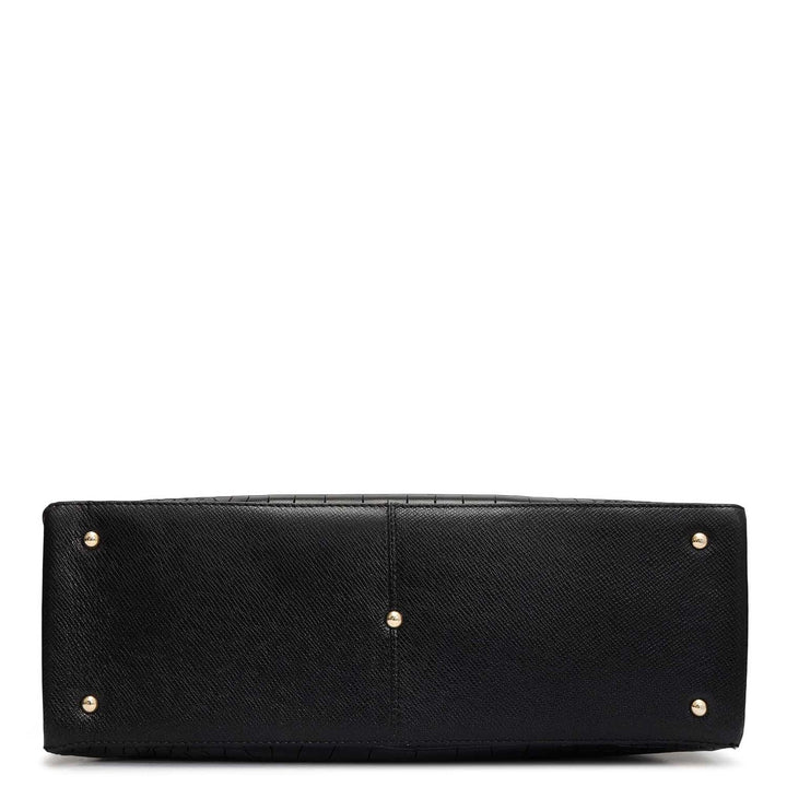 Medium Croco Leather Satchel - Black