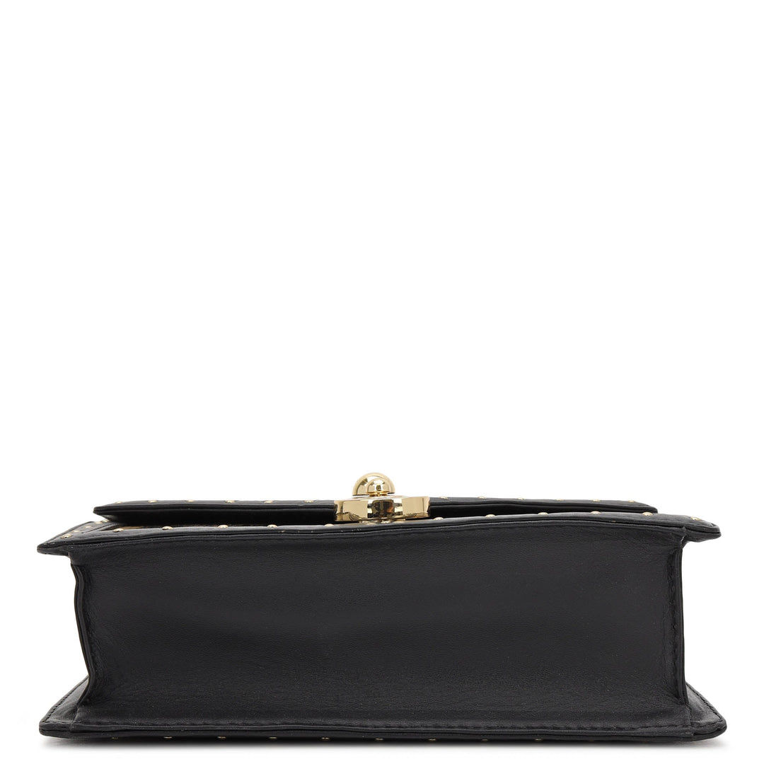 Snake Leather Top Handle Bag - Gold & Black