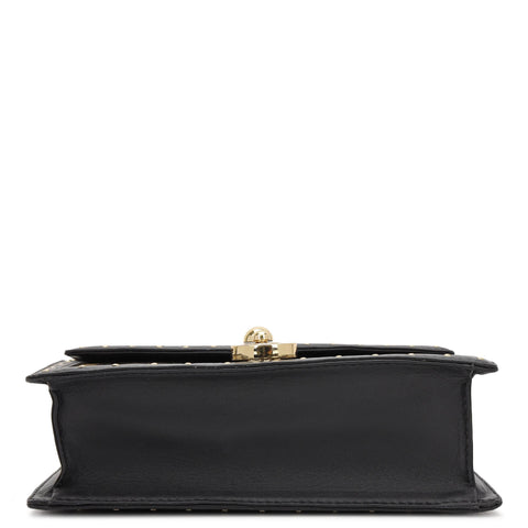 Snake Leather Top Handle Bag - Gold & Black