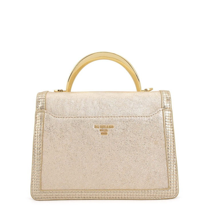Small Metallic Leather Satchel - Gold