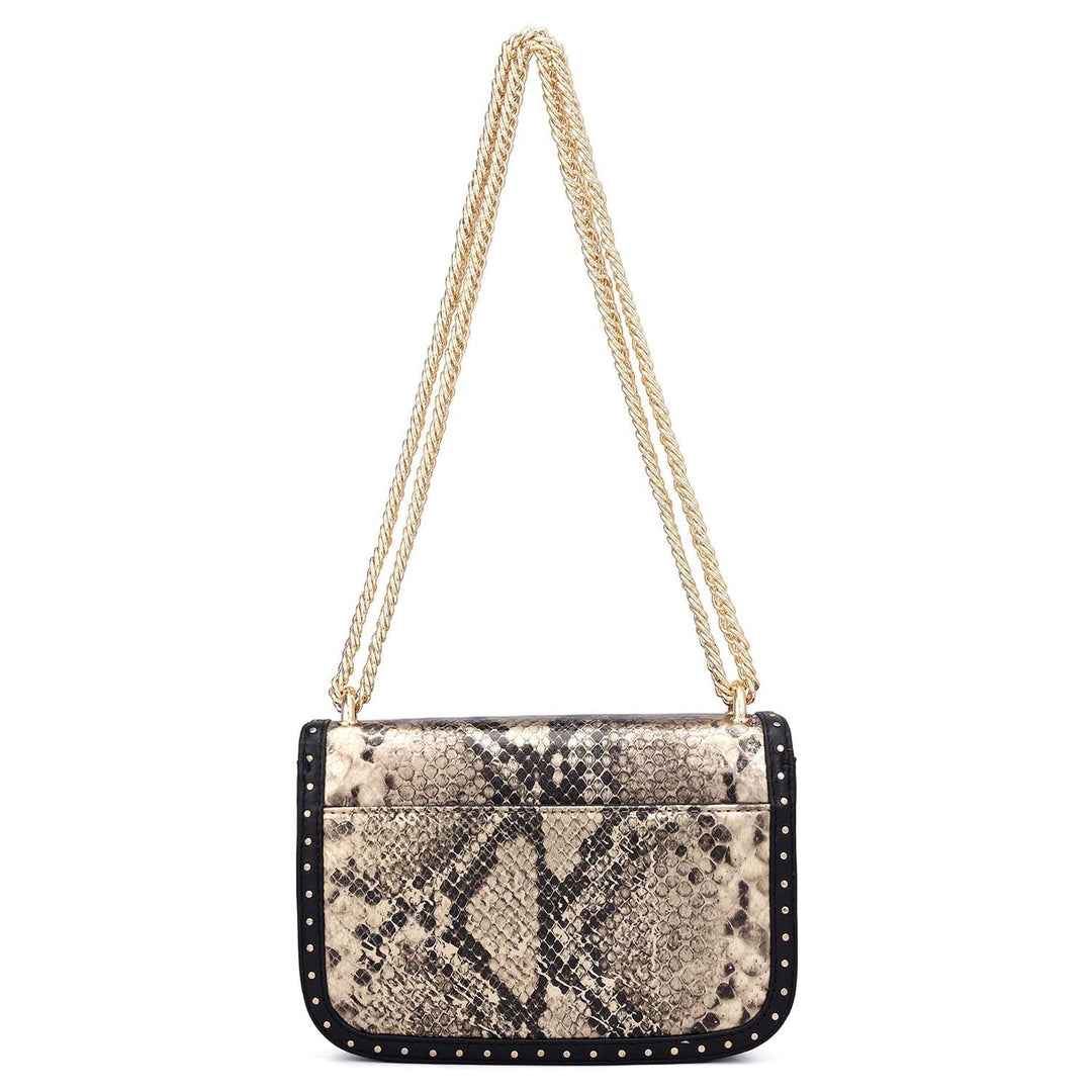 Small Snake Leather Shoulder Bag - Gold & Black