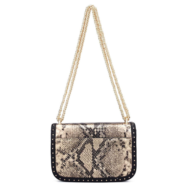 Small Snake Leather Shoulder Bag - Gold & Black