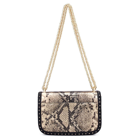Small Snake Leather Shoulder Bag - Gold & Black