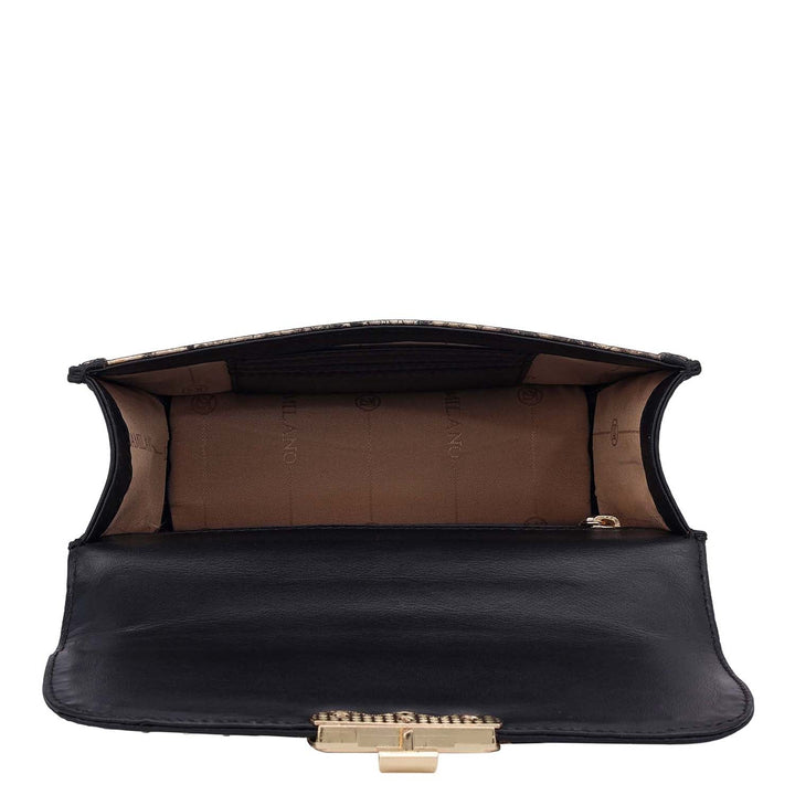 Small Snake Leather Shoulder Bag - Gold & Black